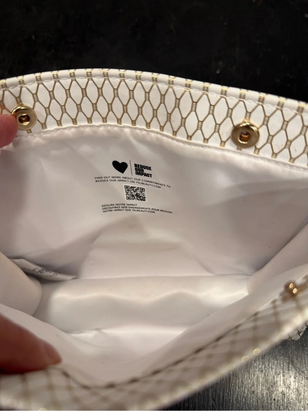Yves Saint Laurent White and Gold Patterned Toiletry Pouch